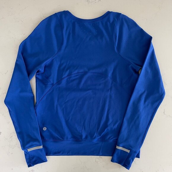 Lululemon Mind Over Miles Long Sleeve Crew Neck Top Jet Stream Blue Sz 8 - Picture 8 of 11